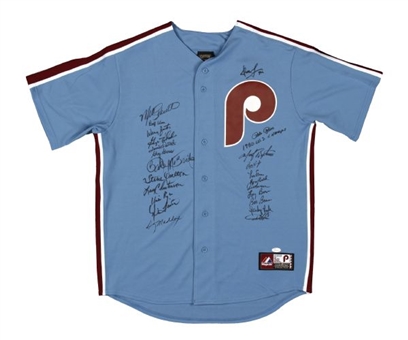 1980 Philadelphia Phillies Team Signed Jersey With (23) Signatures Incl Rose Schmidt and Carlton